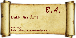 Bakk Arnót névjegykártya